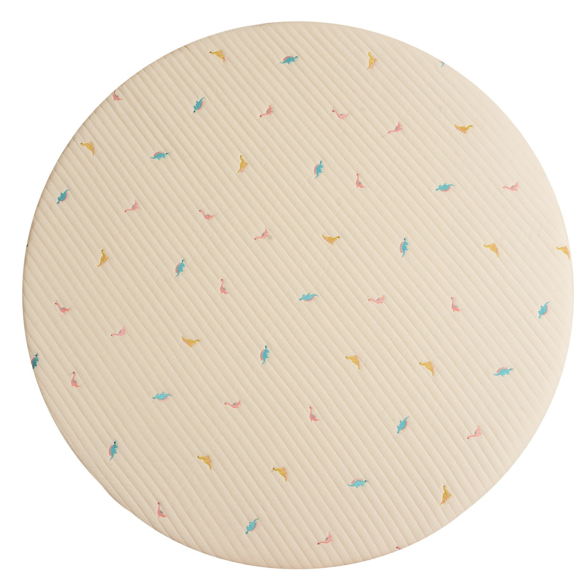 Bear Stitched Floor Mat, Embroidered, Round Shape, Detachable And Washable Baby Crawling Mat-5