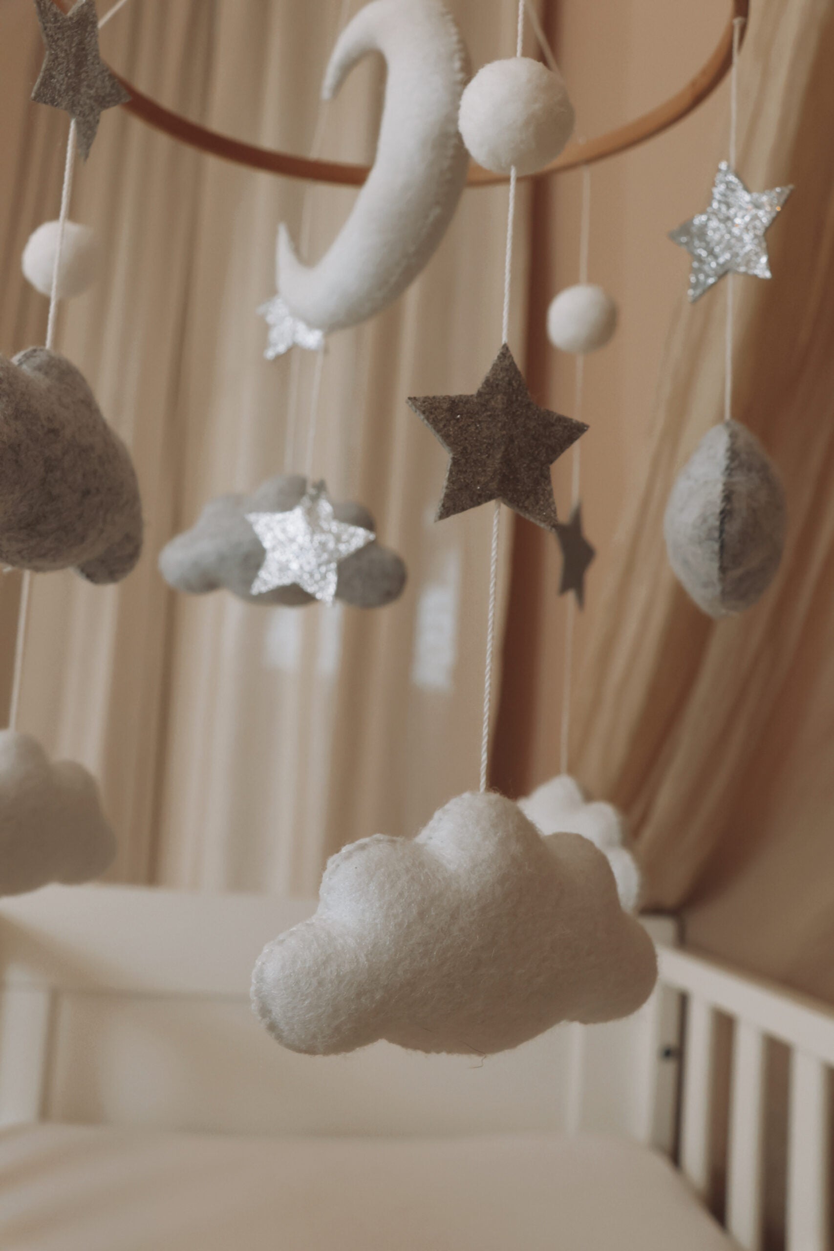 Handmade Moon And Stars baby mobile-6