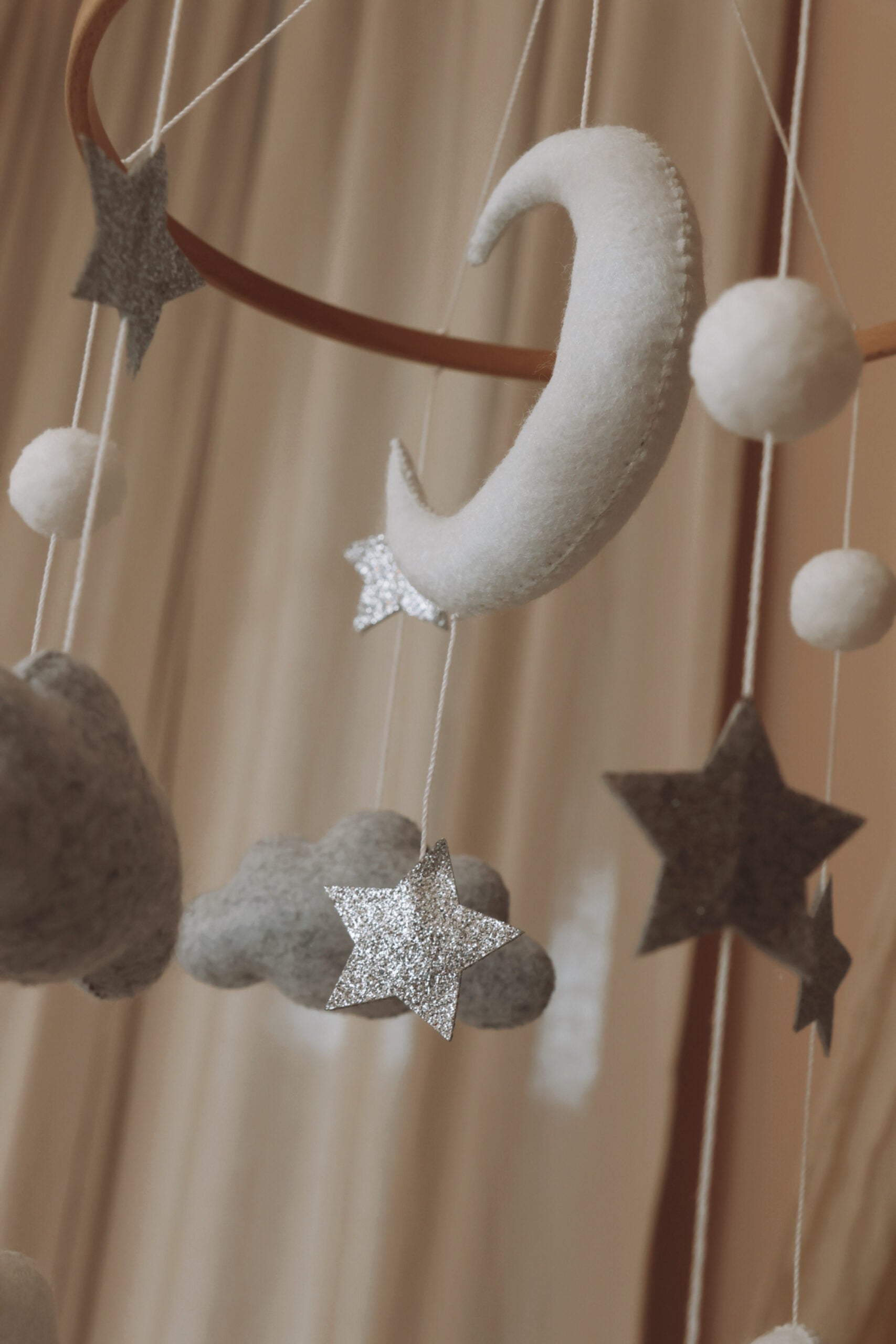 Handmade Moon And Stars baby mobile-2