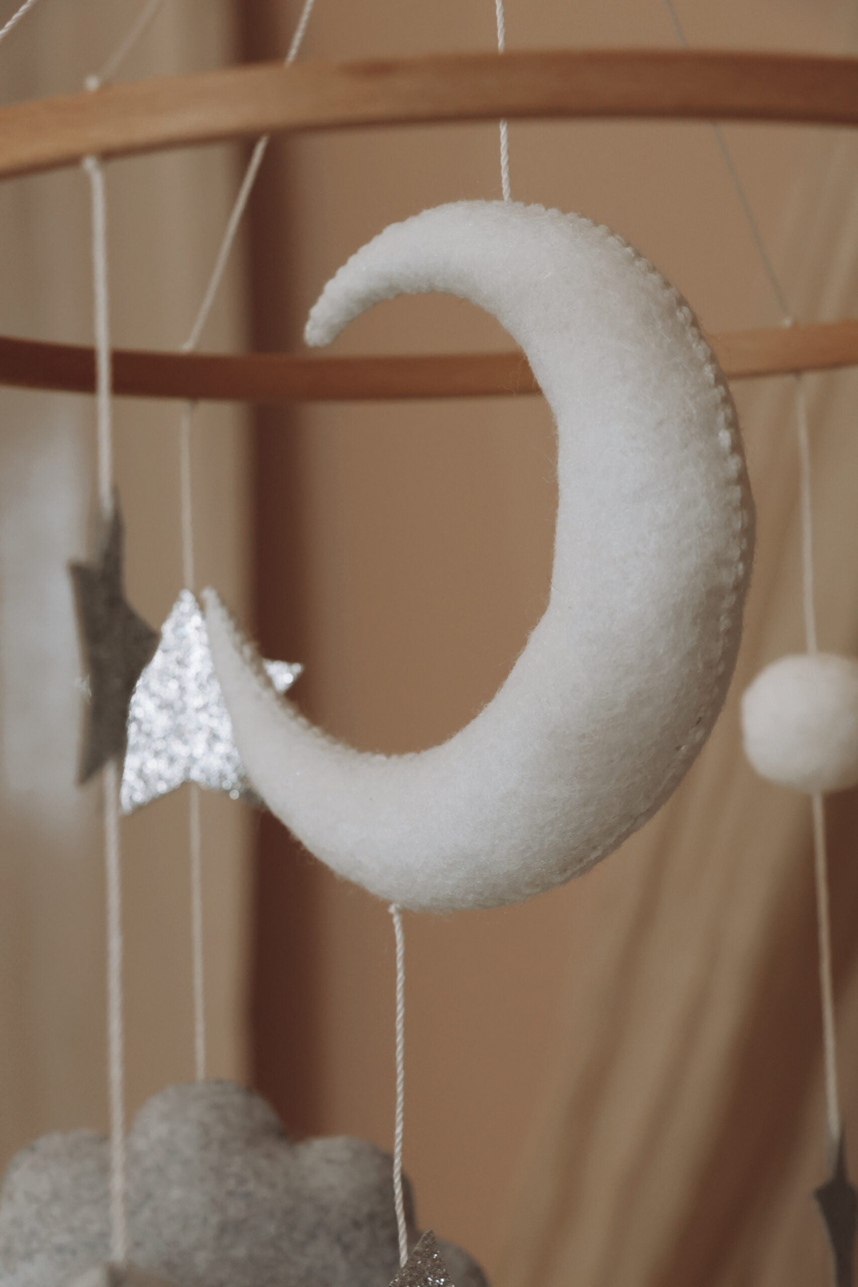 handmade moon and stars baby mobile