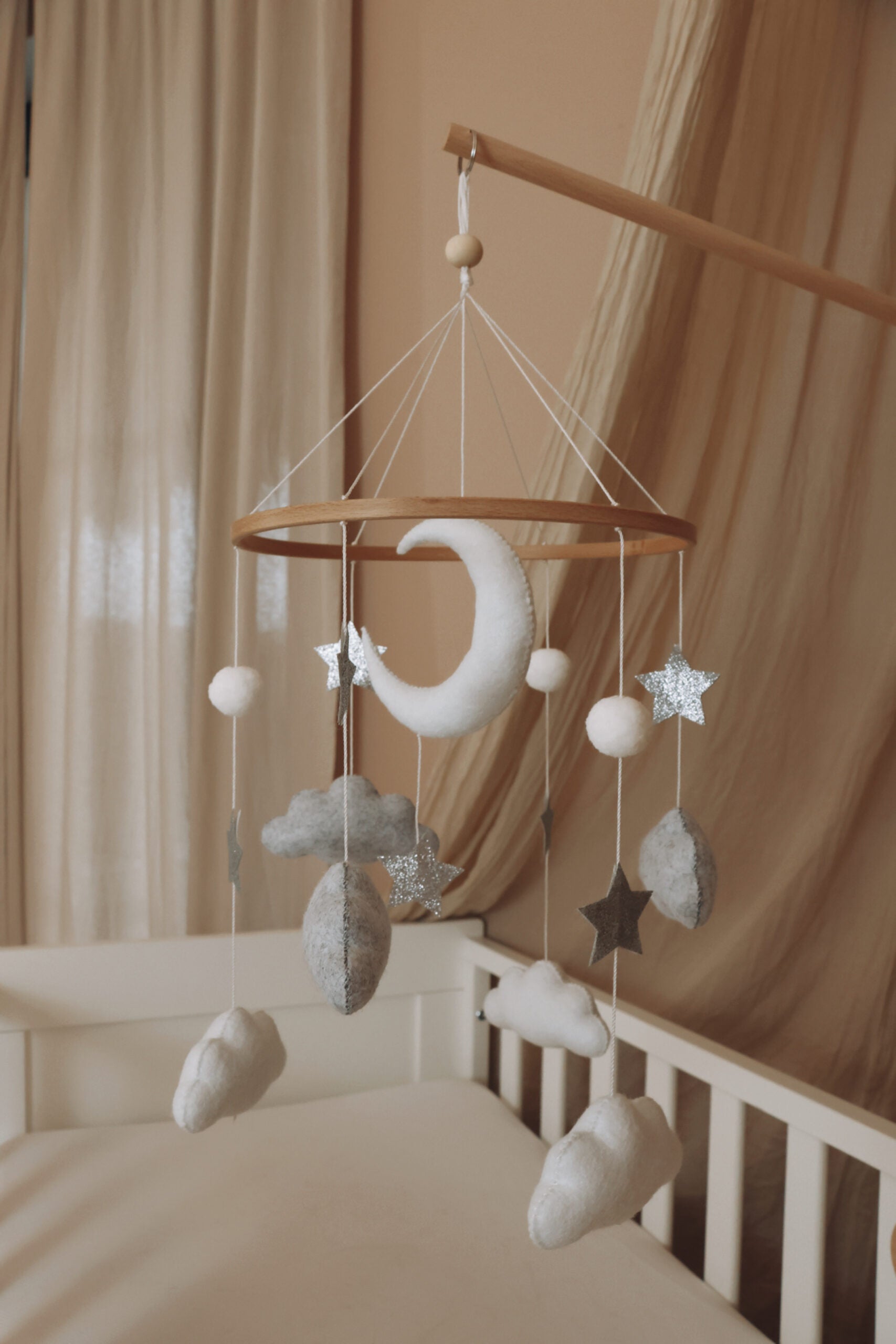 Handmade Moon And Stars baby mobile-5