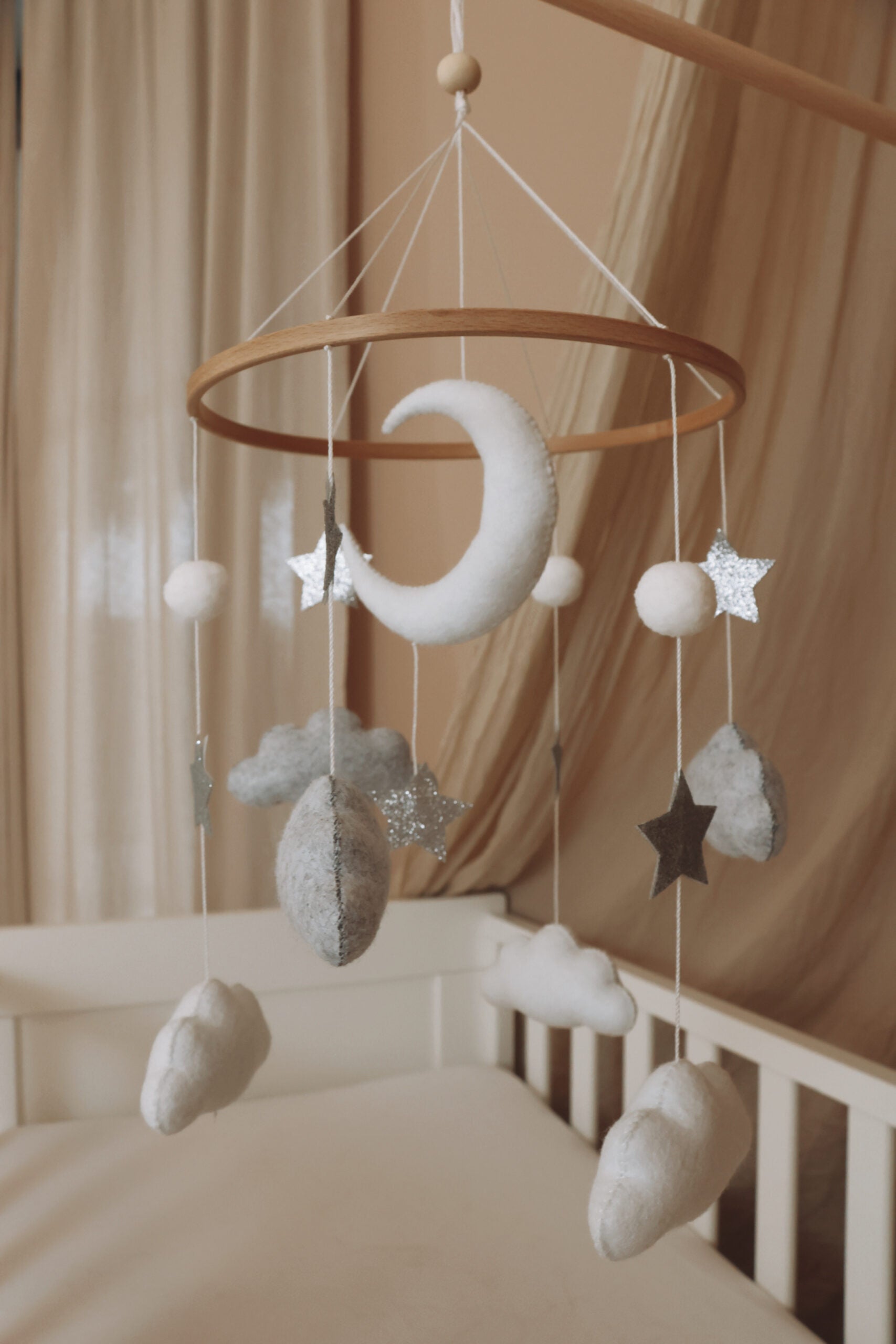 Handmade Moon And Stars baby mobile-4