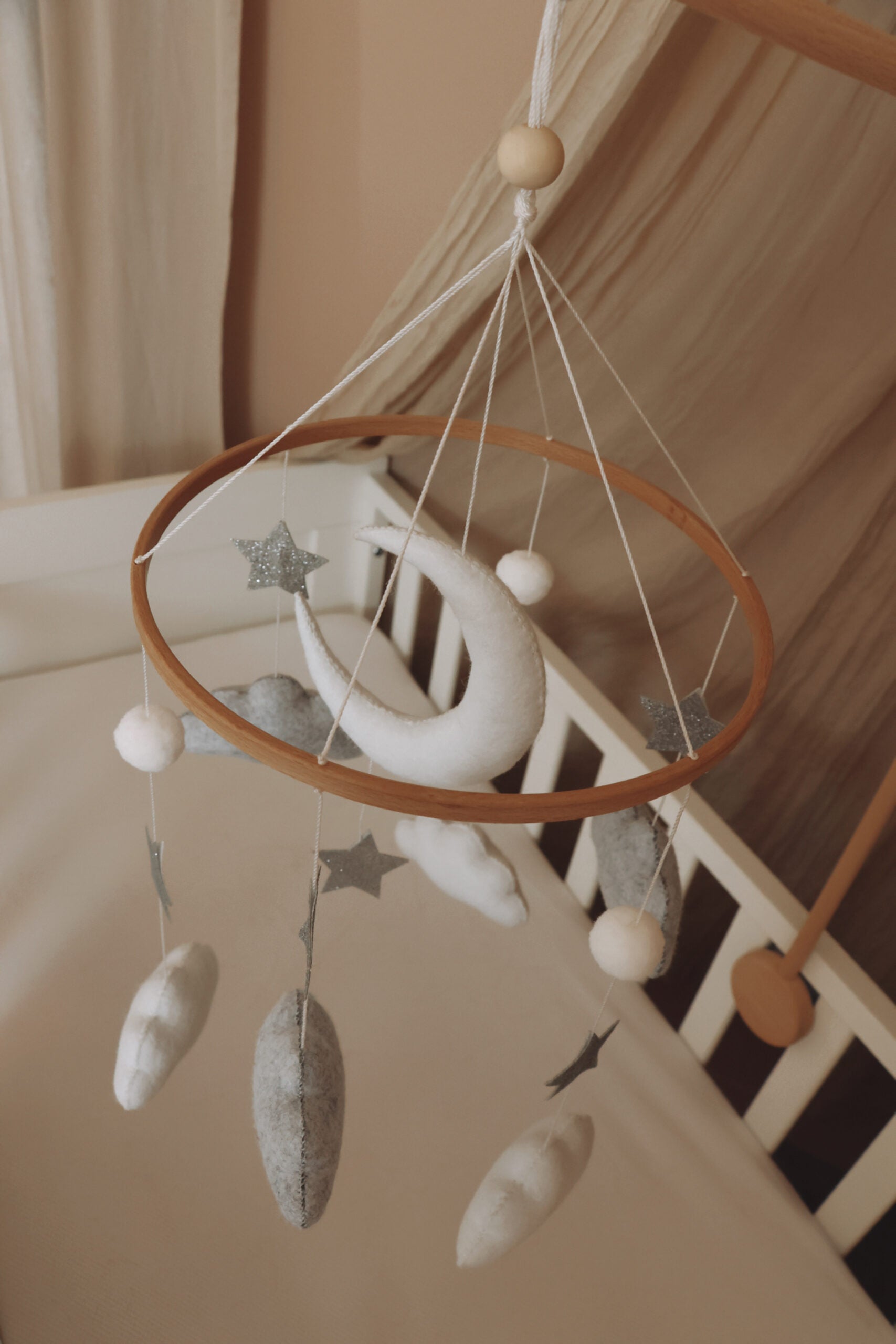 Handmade Moon And Stars baby mobile-7