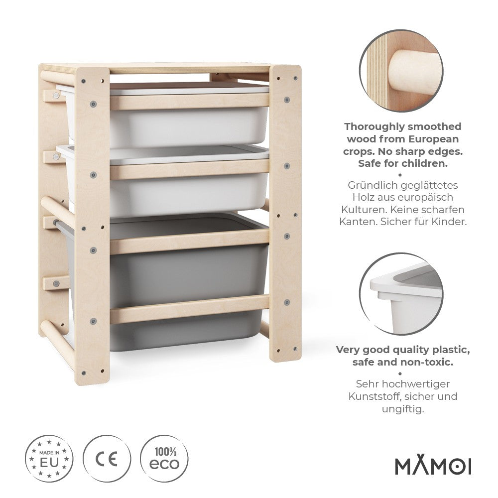 MAMOI® Toy storage and organiser for kids, Storage unit for childrens room, Book shelf, Bookcase, Bookshelf with boxes-1