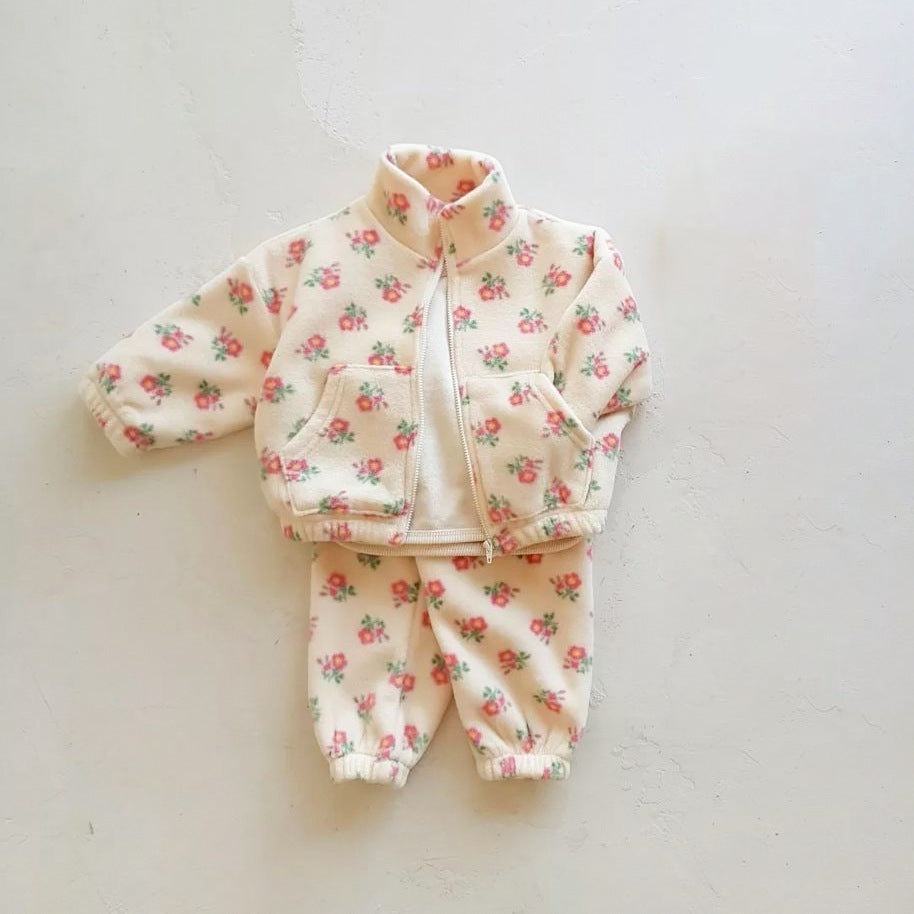 Baby Unisex Jacquard And Solid Two Kinds Fashion Thick Warm Two Pieces Sets-1