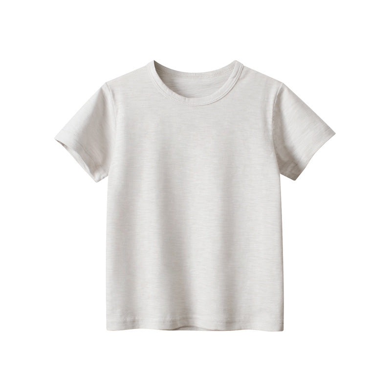 Baby Girl Solid Color Round Neck Basic T-Shirts-2
