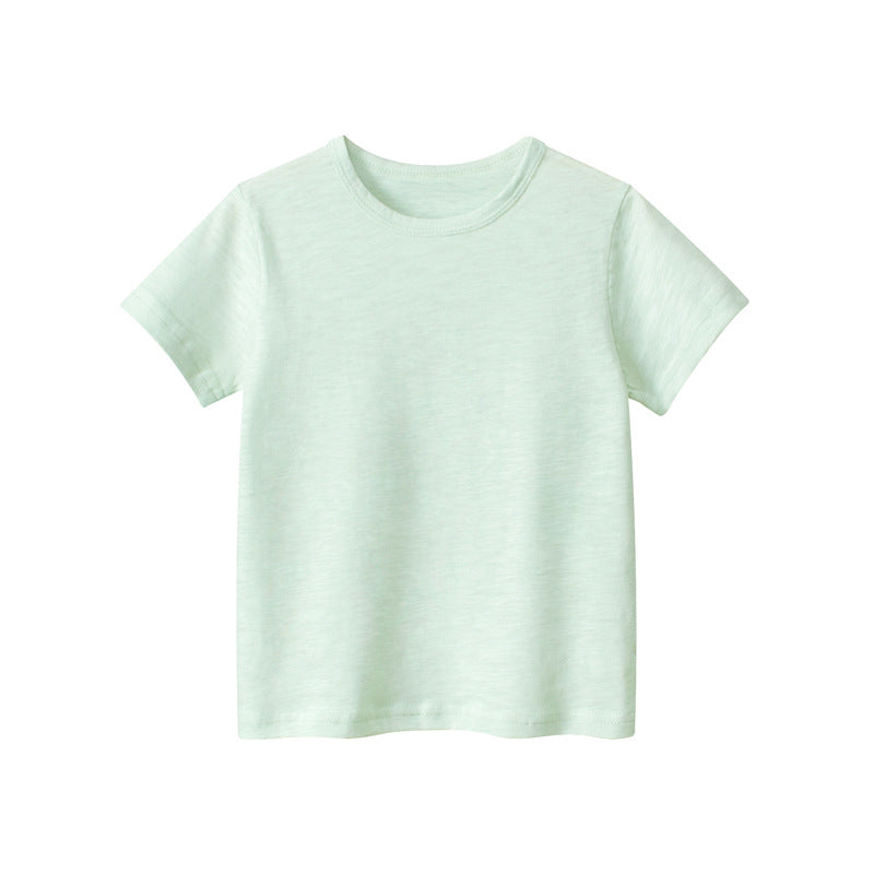 Baby Girl Solid Color Round Neck Basic T-Shirts-4