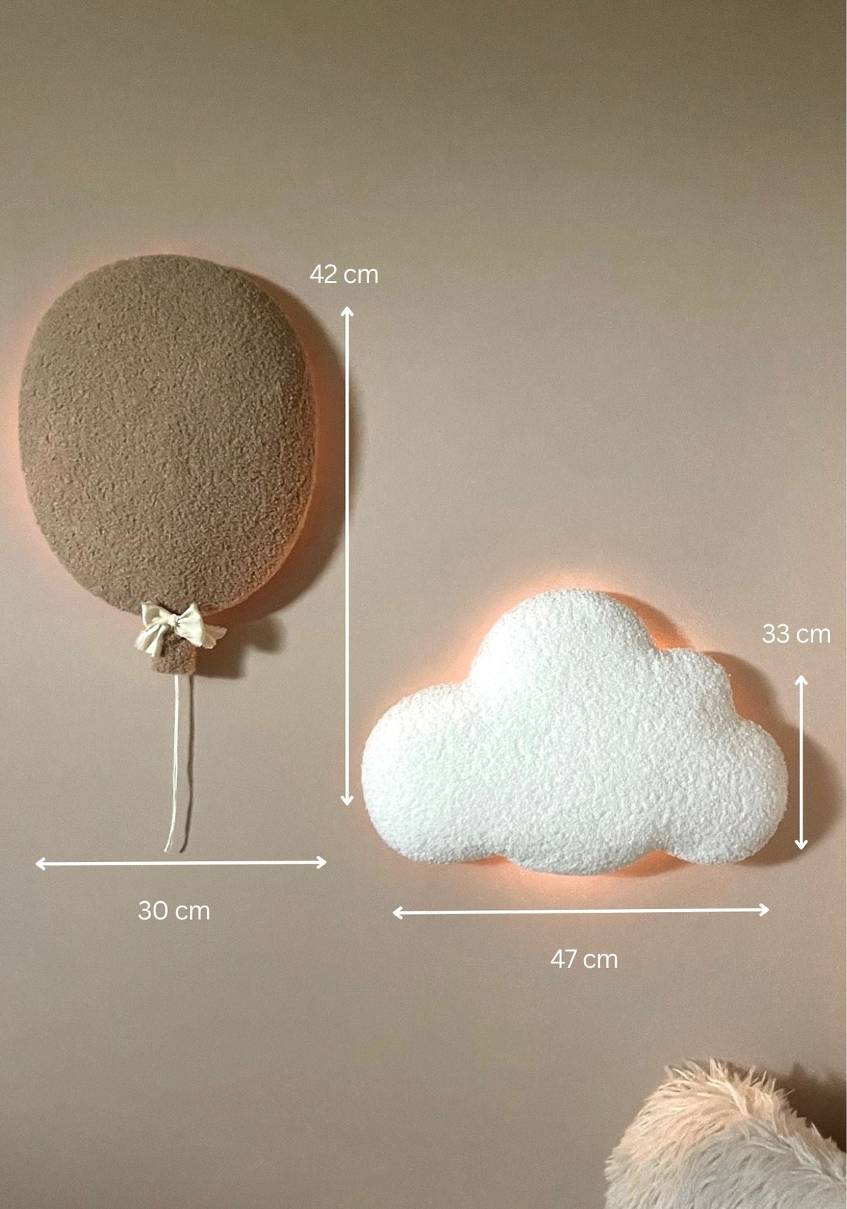 Set Brown Balloon and Big Cloud - Littleroom Boucle wall decoration
