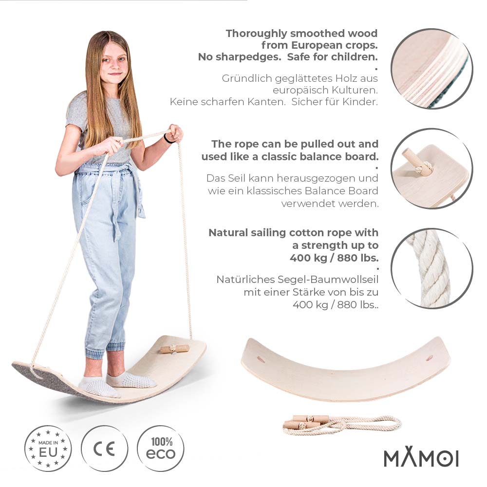 MAMOI® Balance Board for children | Balancing Kids seesaw for children modern design | Sustainable Balance Board Sport made of plywood | 100% ECO | Made in EU-1