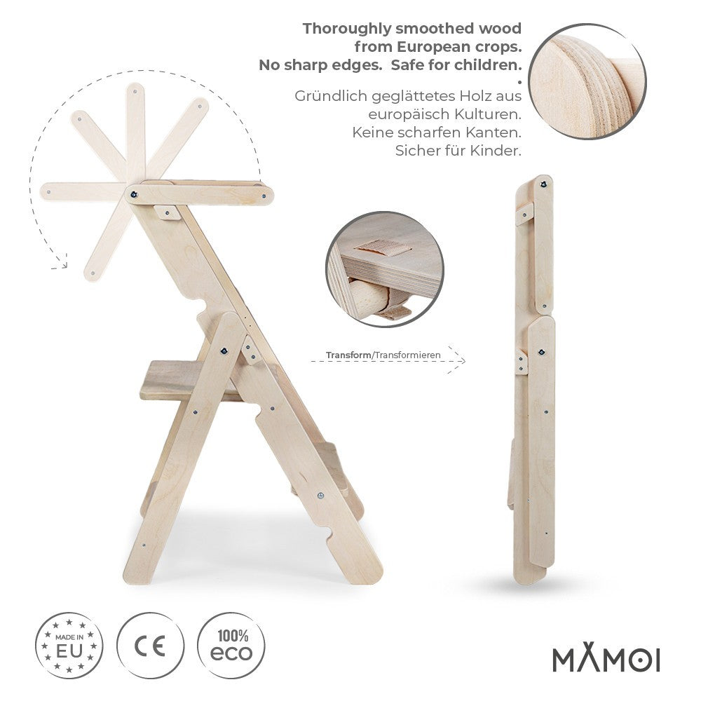 MAMOI® Learning toddler tower, Foldable kitchen helper stand for toddlers, Folding step stool for kids, Table and chair furniture, montessori steps for children 1+ / 2 year old-1