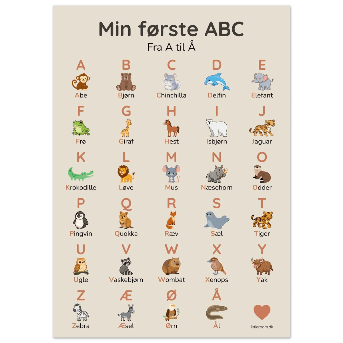 ABC-plakat – Min første ABC, 50 × 70 cm - Littleroom Plakat