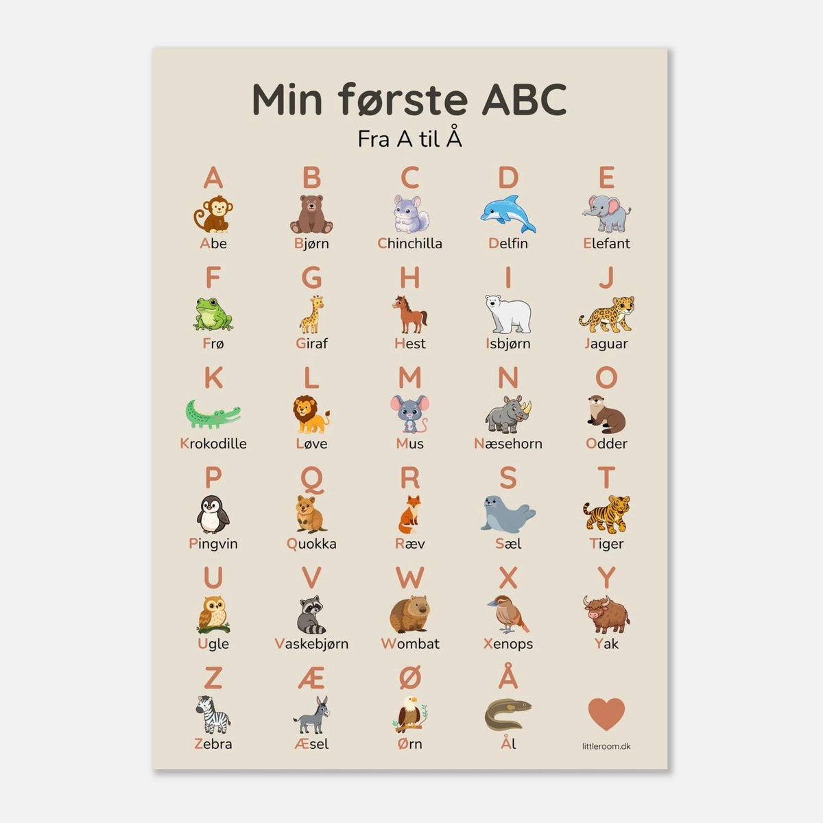 ABC-plakat – Min første ABC, 50 × 70 cm - Littleroom Plakat