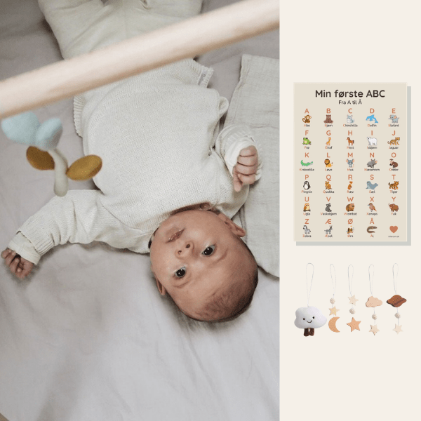 Gavesæt – Aktivitetsstativ, aktivitetsophæng og ABC-plakat 30 × 40 cm - Littleroom