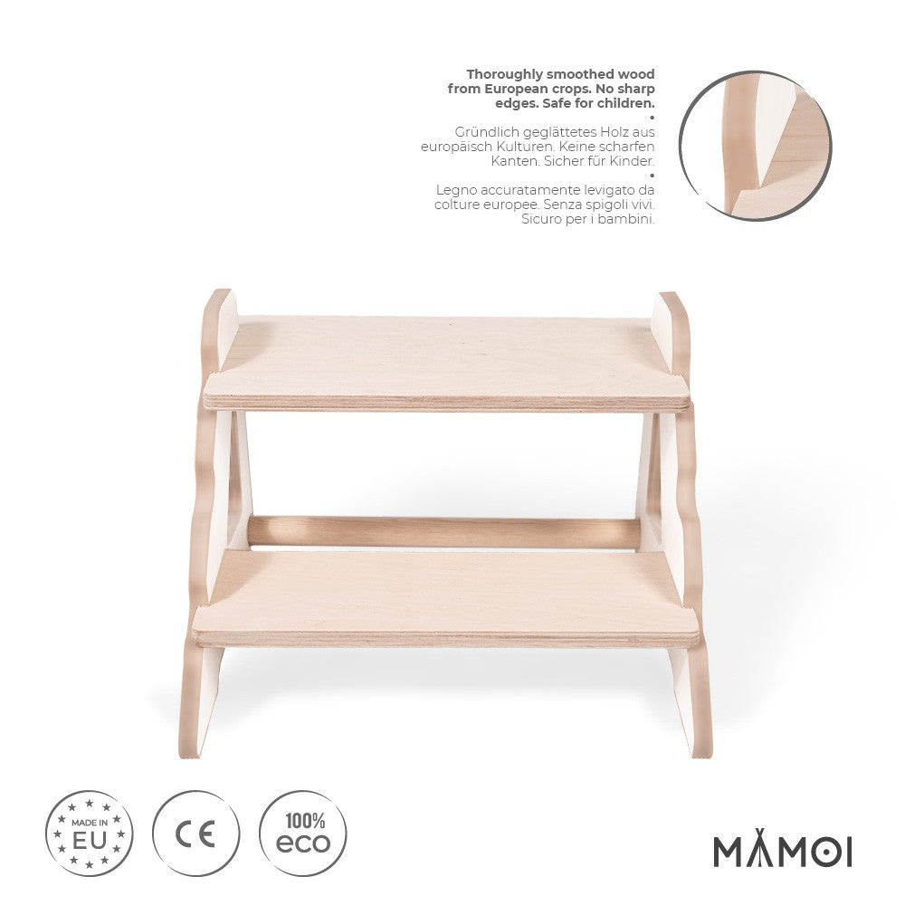 MAMOI® Children step | Bathroom stool toddler made of natural wood | Safe and versatile wooden step stool | Step kids bathroom | Step stool wooden | 100% ECO | Made in EU-1
