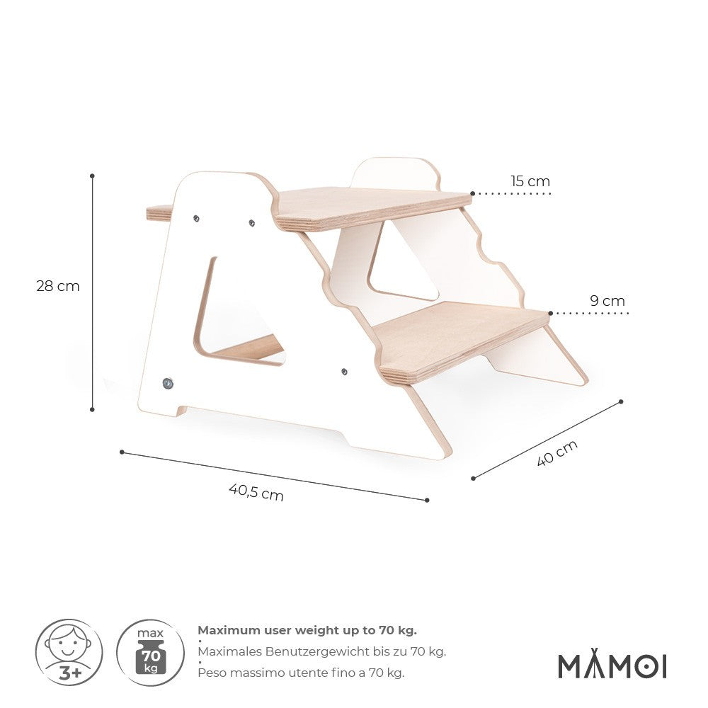 MAMOI® Children step | Bathroom stool toddler made of natural wood | Safe and versatile wooden step stool | Step kids bathroom | Step stool wooden | 100% ECO | Made in EU-2