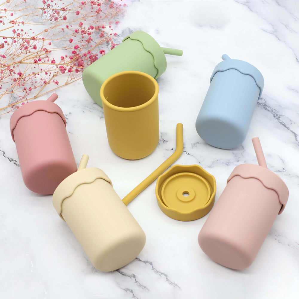 Baby Food Grade Silicone Straw Water Cup Training Leakproof Drop Resistant Drinking Cups-10