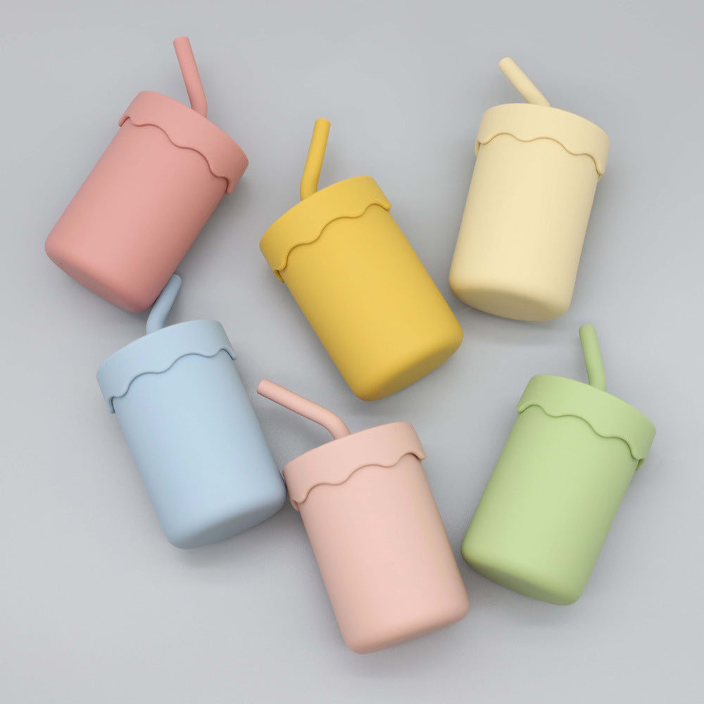 Baby Food Grade Silicone Straw Water Cup Training Leakproof Drop Resistant Drinking Cups-1