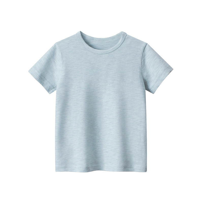Baby Girl Solid Color Round Neck Basic T-Shirts-3