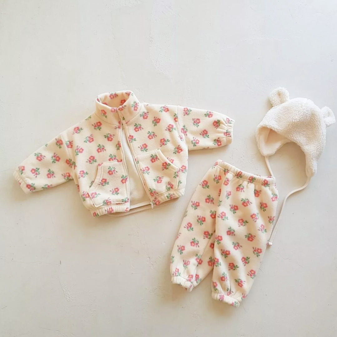 Baby Unisex Jacquard And Solid Two Kinds Fashion Thick Warm Two Pieces Sets-5